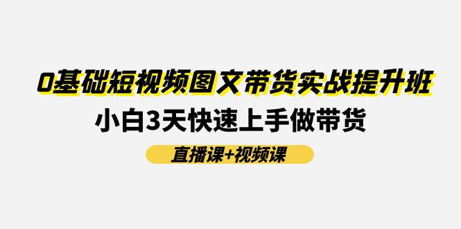 0基础短视频图文带货实战提升班，小白3天快速上手做带货(直播课+视频课)-生财有道