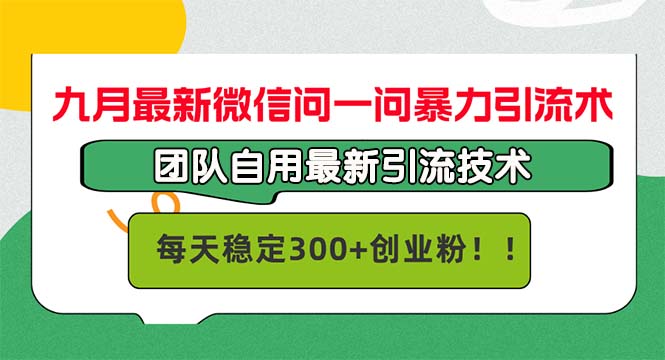 （12735期）九月最新微信问一问暴力引流术，团队自用引流术，每天稳定300+创…_生财有道创业网-生财有道