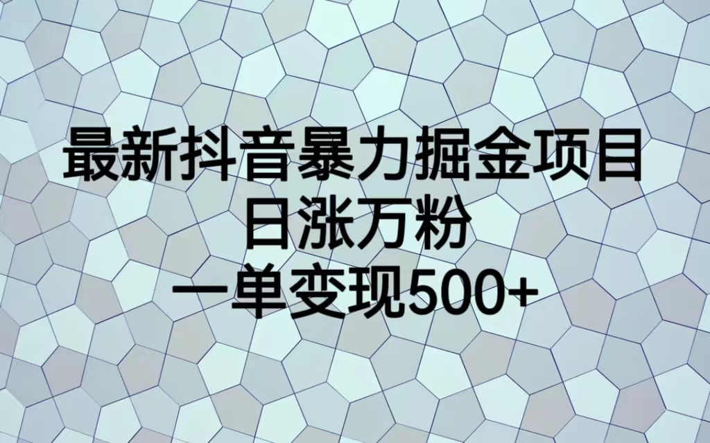 （7100期）最火热的抖音暴力掘金项目，日涨万粉，多种变现方式，一单变现可达500+-生财有道