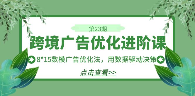 （7131期）跨境广告·优化进阶课·第23期，8*15数模广告优化法，用数据驱动决策-生财有道