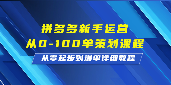 （6920期）拼多多新手运营从0-100单策划课程，从零起步到爆单详细教程-生财有道