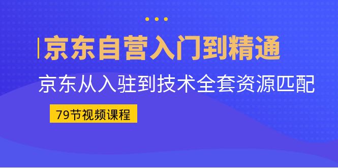 （6901期）京东自营入门到精通：京东从入驻到技术全套资源匹配（79节课）-生财有道
