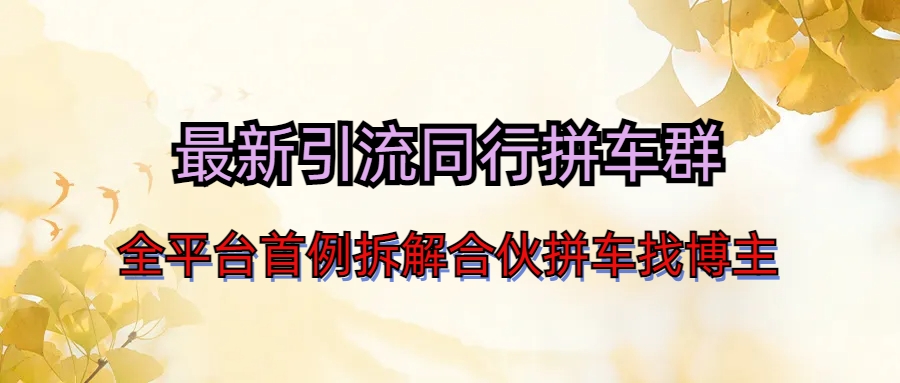 （6853期）最新引流同行拼车群合伙拼车找博主日引百人新玩法-生财有道