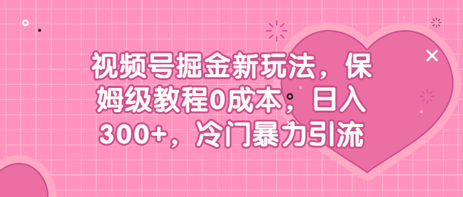 （6802期）视频号掘金新玩法，保姆级教程0成本，日入300+，冷门暴力引流-生财有道