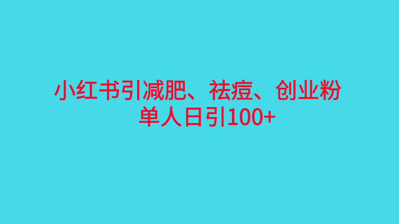 （6799期）小红书精准引流，减肥、祛痘、创业粉单人日引100+（附软件）-生财有道