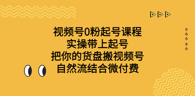 （6749期）视频号0粉起号课程 实操带上起号 把你的货盘搬视频号 自然流结合微付费-生财有道