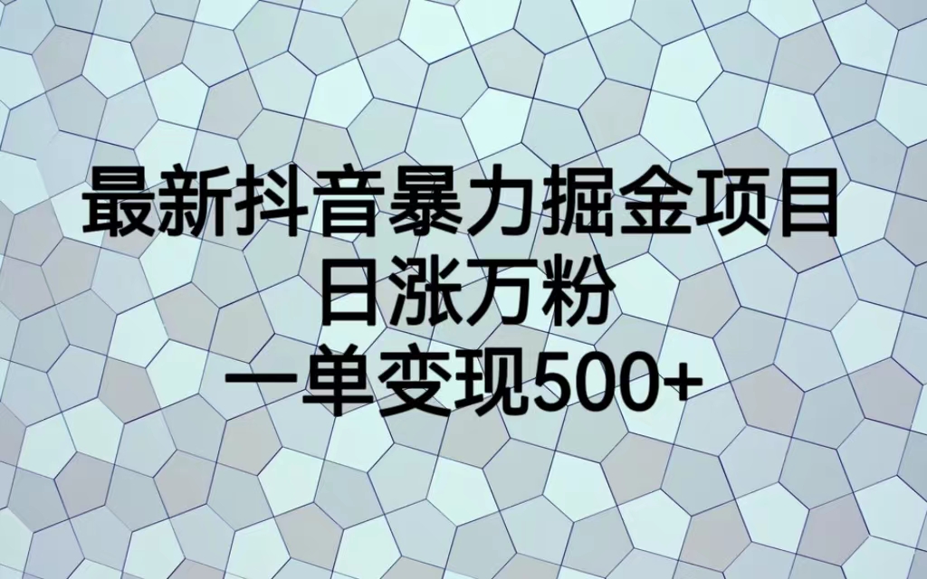 （6660期）最新抖音暴力掘金项目，日涨万粉，一单变现500+-生财有道