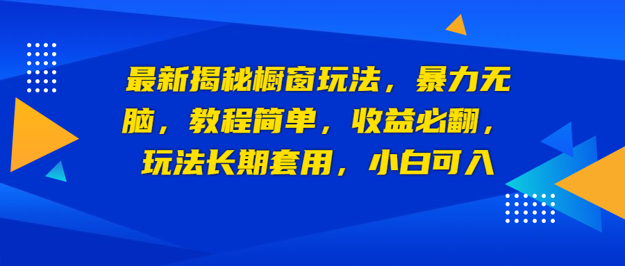 （6649期）最新揭秘橱窗玩法，暴力无脑，收益必翻，玩法长期套用，小白可入-生财有道