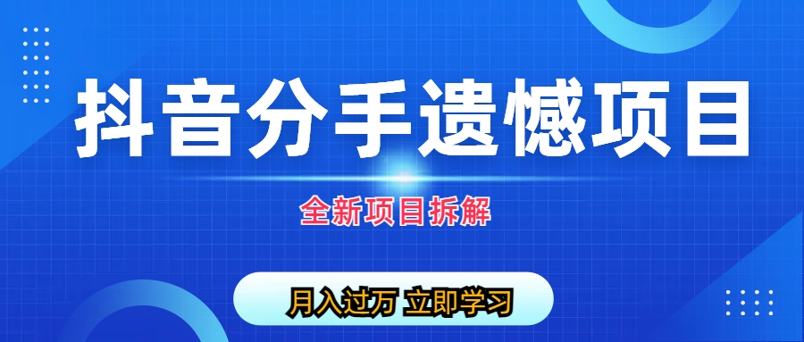 (6633期)自媒体抖音分手遗憾项目私域项目拆解-生财有道