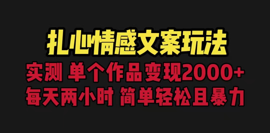 （6618期）扎心情感文案玩法，单个作品变现5000+，一分钟一条原创作品，流量爆炸-生财有道