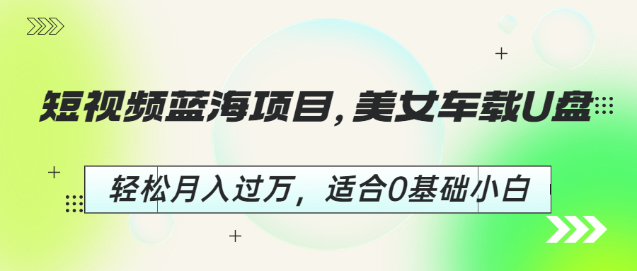 (6619期)短视频蓝海项目，美女车载U盘，轻松月入过万，适合0基础小白-生财有道