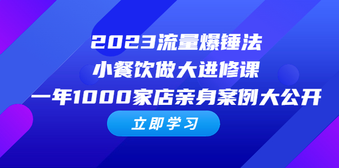 （6485期）2023流量 爆锤法，小餐饮做大进修课，一年1000家店亲身案例大公开-生财有道