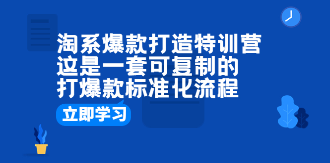 （6478期）淘系爆款打造特训营：这是一套可复制的打爆款标准化流程-生财有道