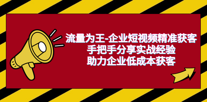 （6477期）流量为王-企业 短视频精准获客，手把手分享实战经验，助力企业低成本获客-生财有道