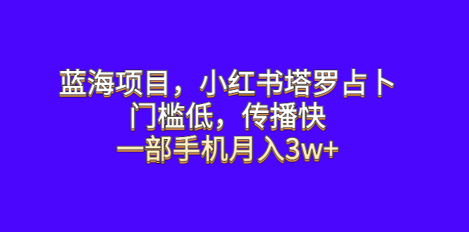 （6427期）蓝海项目，小红书塔罗占卜，门槛低，传播快，一部手机月入3w+-生财有道