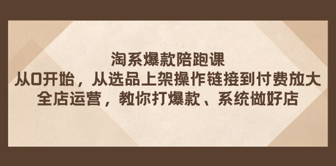 （7725期）淘系爆款陪跑课 从选品上架操作链接到付费放大 全店运营 打爆款 系统做好店-生财有道