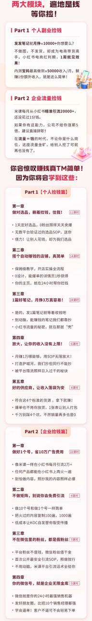 （7669期）小红书·捡钱课 发发笔记月挣1.5w+不做图 不发货 1周就见效(个人篇+企业篇)-生财有道