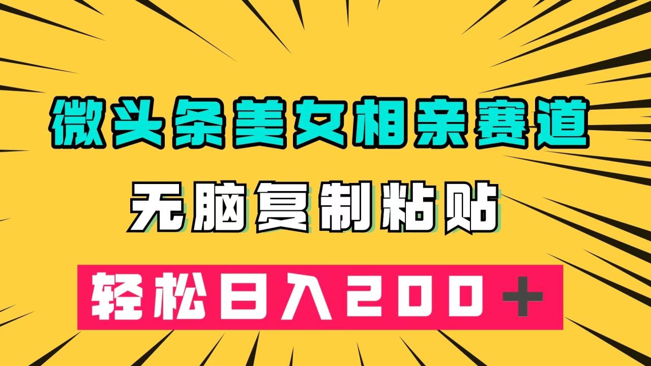 （7559期）微头条冷门美女相亲赛道，无脑复制粘贴，轻松日入200＋-生财有道