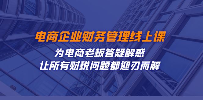 （7504期）电商企业-财务管理线上课：为电商老板答疑解惑-让所有财税问题都迎刃而解-生财有道
