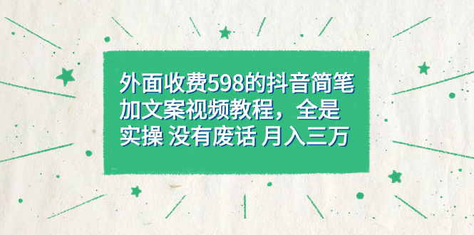 （7327期）外面收费598抖音简笔加文案教程，全是实操 没有废话 月入三万（教程+资料）-生财有道