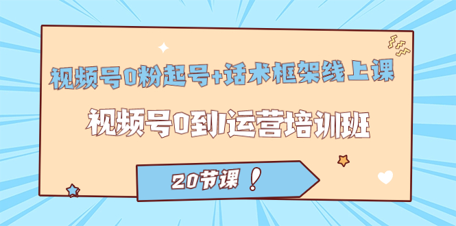 （7269期）视频号·0粉起号+话术框架线上课：视频号0到1运营培训班（20节课）-生财有道