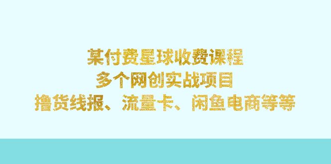 （7199期）某付费星球课程：多个网创实战项目，撸货线报、流量卡、闲鱼电商等等-生财有道
