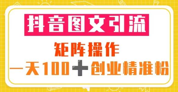 抖音图文引流矩阵操作一天100+创业精准粉（5节视频课+素材模板）-生财有道