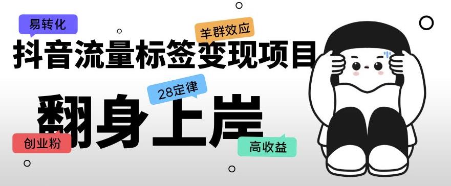 抖音流量标签变现项目，抖音创业粉轻松转化，单价高收益简单-生财有道