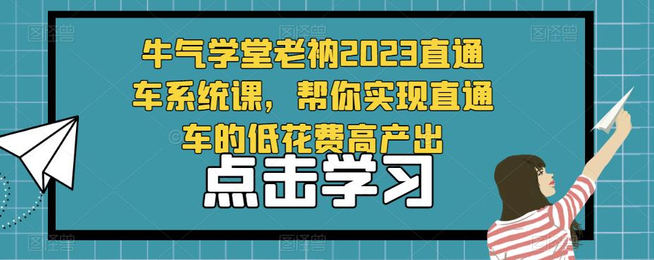 牛气学堂老衲2023直通车系统课，帮你实现直通车的低花费高产出-生财有道