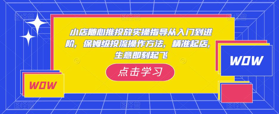 小店随心推投放实操指导从入门到进阶，保姆级投流操作方法，精准起店，生意即刻起飞-生财有道