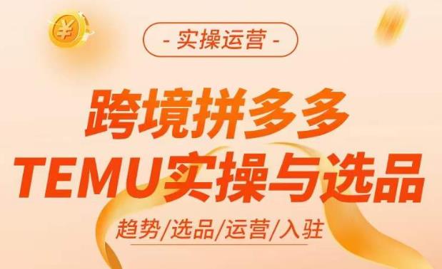 跨境拼多多TEMU实操与选品，​掌握平台运营方法技巧，选品避坑12条标准，爆款的底层思路等-生财有道