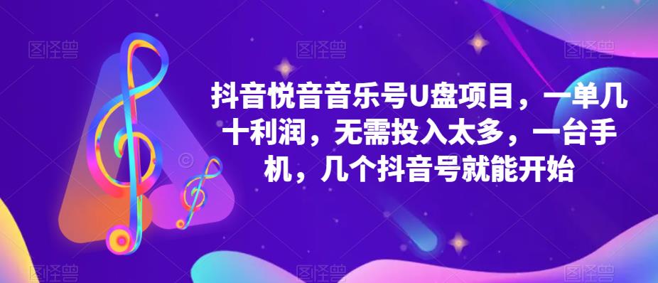抖音音乐号U盘项目，一单几十利润，无需投入太多，一台手机，几个抖音号就能开始-生财有道