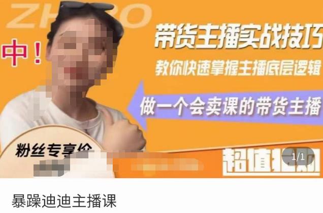 暴躁迪迪2023年主播课，带货主播实战技巧，教你快速掌握主播底层逻辑，做一个会卖课的带货主播-生财有道