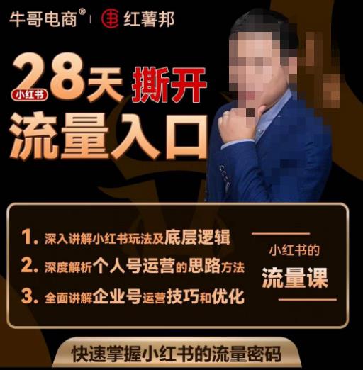 牛哥电商红薯邦28天撕开小红书流量入口，小红书运营系列课，快速掌握小红书的流量密码-生财有道