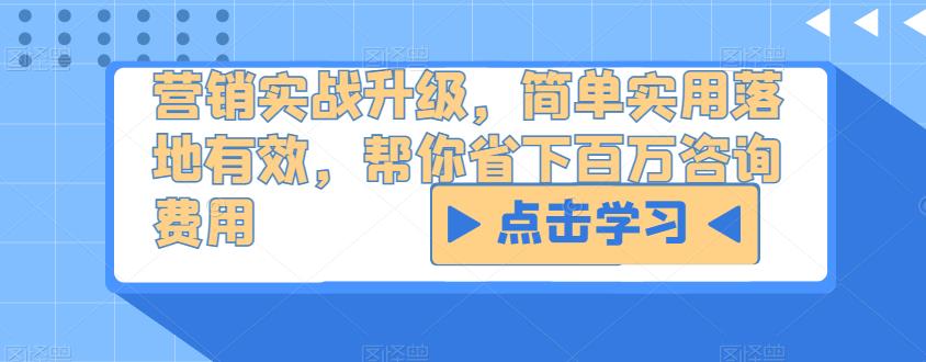 营销实战升级，简单实用落地有效，帮你省下百万咨询费用-生财有道