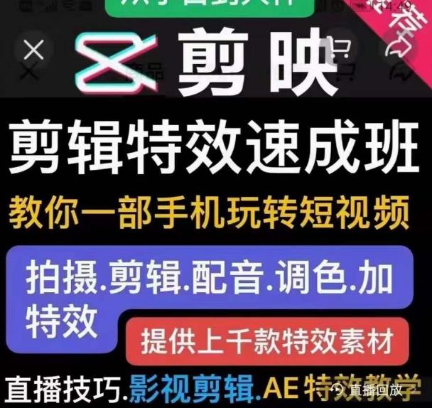 特效罗剪辑特效速成班：一部手机玩转短视频提供上千款特效素材【无水印】-生财有道
