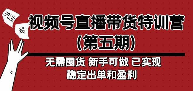 视频号直播带货特训营（第五期）无需囤货，新手可做，已实现稳定出单和盈利-生财有道