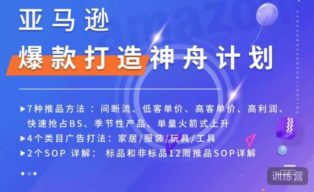 亚马逊爆款打造神舟计划，​7种推品方法，4个类目广告打法，2个SOP详解-生财有道