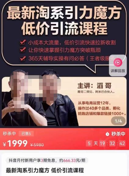 最新淘系引力魔方低价引流课程，小成本大流量，低价引流快速拉新收割-生财有道