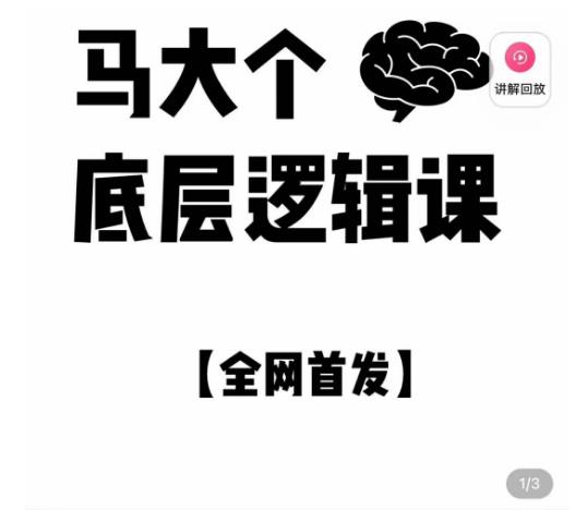 马大个·底层逻辑课，51节底层逻辑智慧课-价值1980元-生财有道