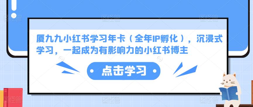 厦九九小红书学习年卡（全年IP孵化），沉浸式学习，一起成为有影响力的小红书博主-生财有道