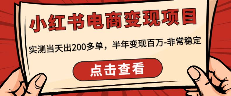 顽石·小红‬书电商变现项目，实测当天出200多单，半年变现百万，非常稳定-生财有道