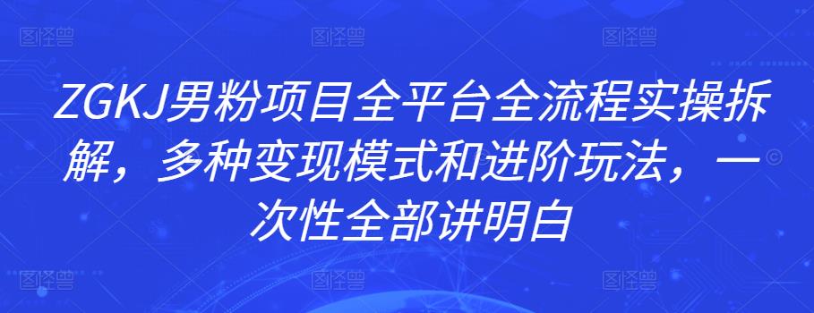 ZGKJ男粉项目全平台全流程实操拆解，多种变现模式和进阶玩法，一次性全部讲明白-生财有道