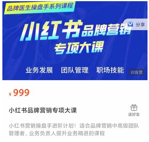 品牌医生操盘手系列课程，小红书品牌营销专项大课，操盘手进阶-生财有道