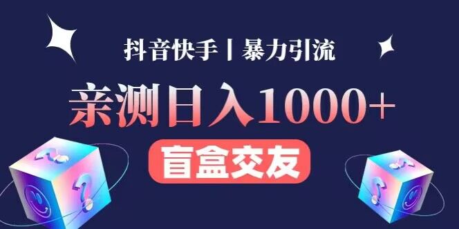 亲测日收益1000+的交友盲盒副业丨有手就行的抖音快手暴力引流-生财有道