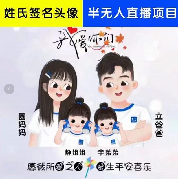 姓氏头像签名直播课程，火爆的头像签名设计半无人直播项目（直播教程+10G素材+直播话术）-生财有道