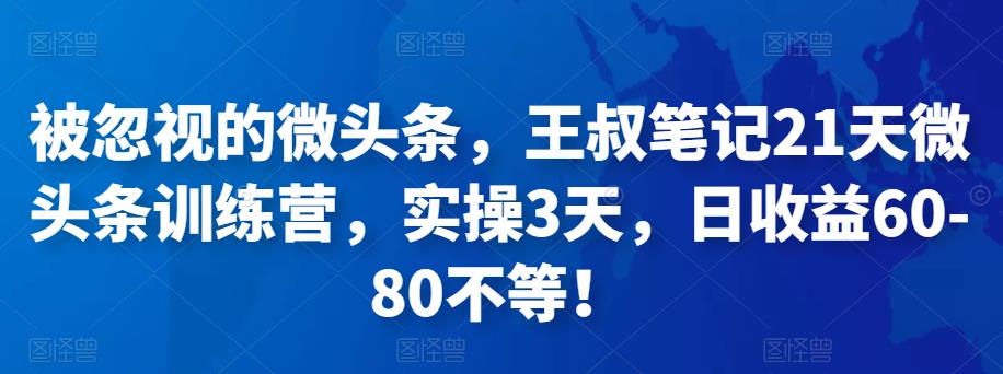 被忽视的微头条，王叔笔记21天微头条训练营，实操3天，日收益60-80不等！-生财有道