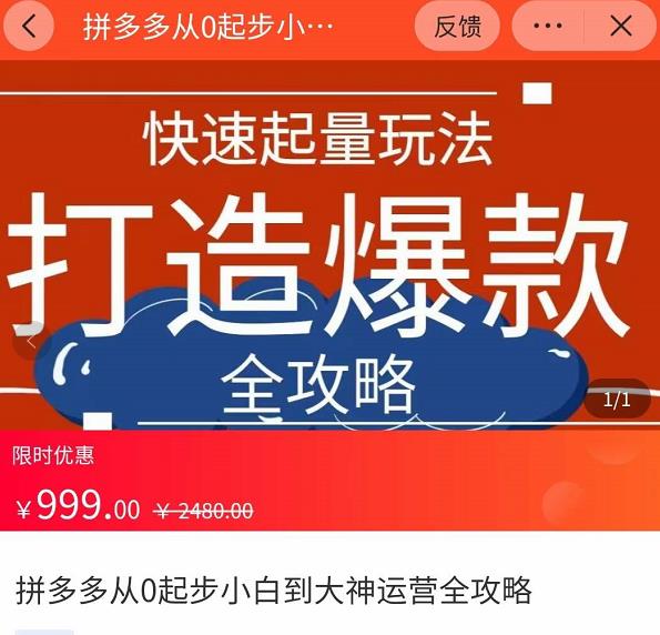 威哥·拼多多从0起步小白到大神运营全攻略，快速起量打造爆款-生财有道