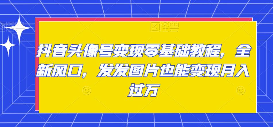 抖音头像号变现零基础教程，全新风口，发发图片也能变现月入过万-生财有道