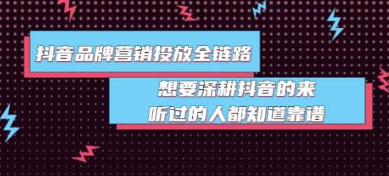 抖音品牌营销投放全链路：想要深耕抖音的来，听过的人都知道靠谱-生财有道